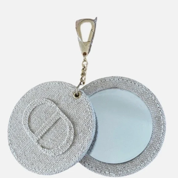 Dior Women's Mini Round Beige Double Mirror Keychain or Bag Charm Luxury NEW - Picture 1 of 8